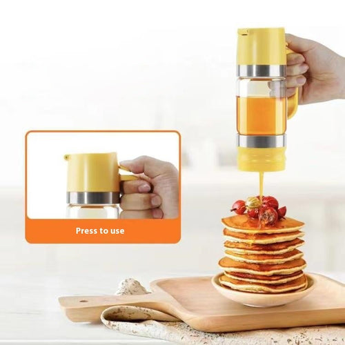 No-Drip Borosilicate Glass Honey Dispenser - 300ml/350ml Press-Type Syrup & Condiment Bottle with Suction Back Technology